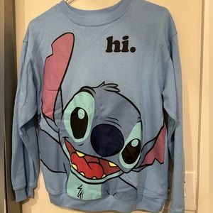 Disney Womens Sweatshirt Size Small Blue Ohana Lilo And Stitch Long Sleeve